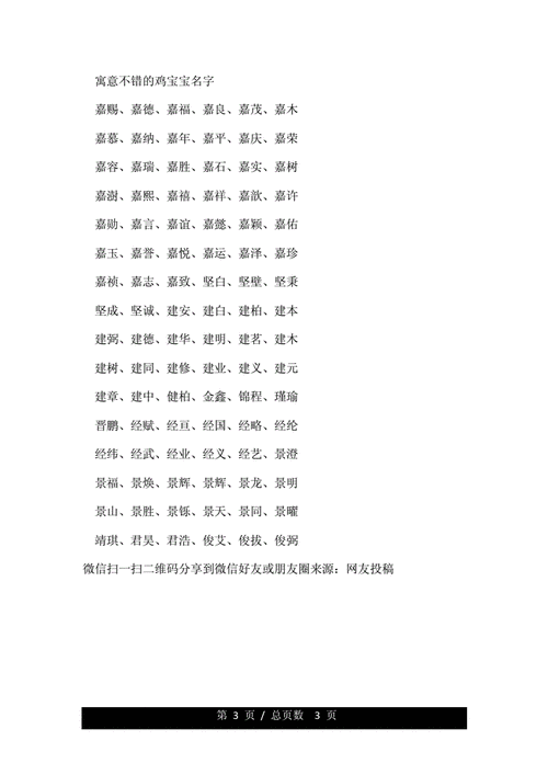 鸡宝宝起名字文 鸡宝宝取名100个字