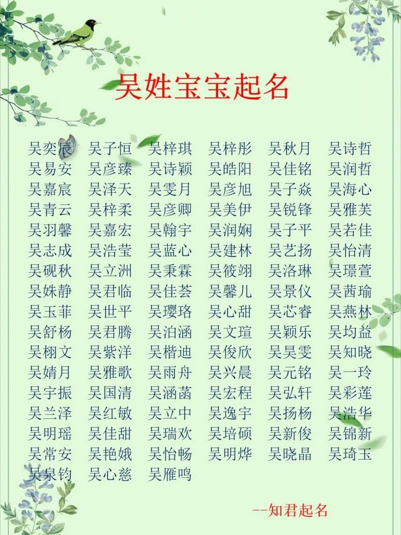 吴姓起名 吴字谐音寓意好