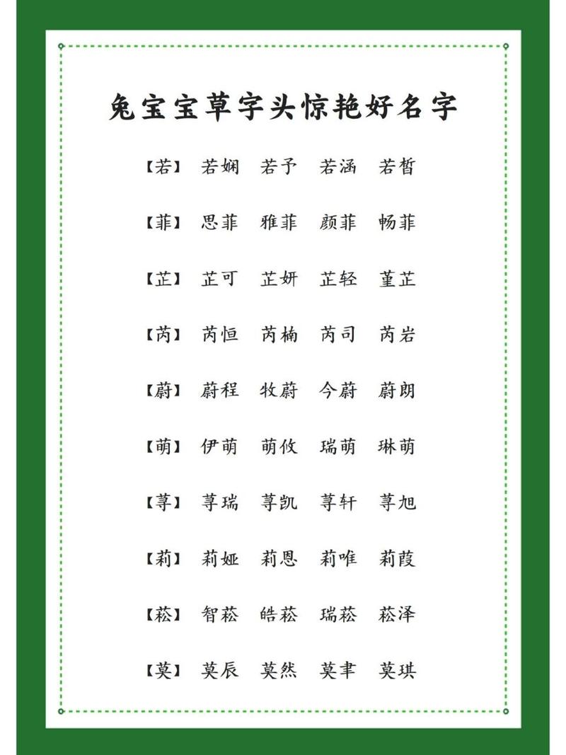 草字头的字兔宝宝起名怎么样 兔宝宝取名适合带艹字