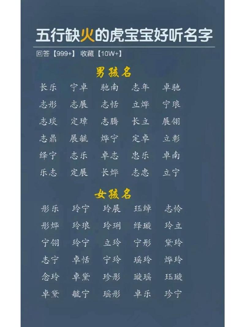 虎宝宝五行缺火和土起名 虎宝宝五行缺火取什么名字最好